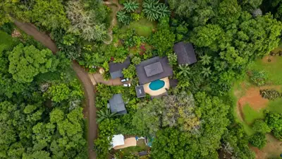 Pool & gardens — Aerial view
