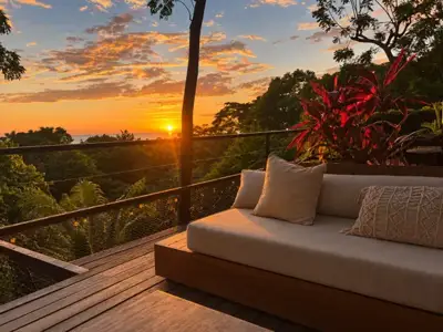 Pool & gardens — Sunset view