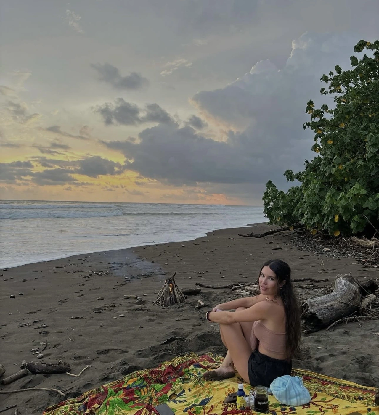 Kara enjoying a peaceful beach sunset